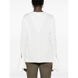 GIVENCHY Textured V-Neck Bell Sleeve Blouse Women WHITE Shirts